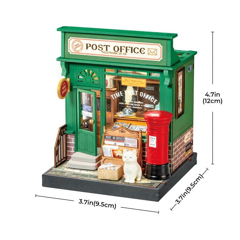 Rolife DIY Mini Building House Miniature Kit-Century Post Office Miniverse Lifestyle Mini Bookshelf Decoration Christmas 2024 Ornament