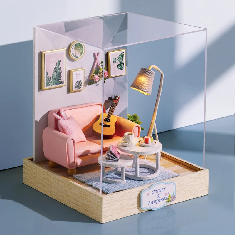 Mini Miniature Doll House DIY Small House Kit Making Room Toys Home Bedroom Decorations with Furniture Wooden Craft Dollhouses