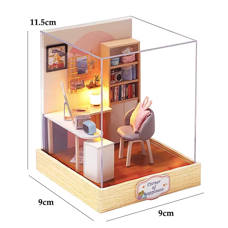 DIY Garden House Book Nook Shelf Insert Miniature Building Kits Wooden Flower Garden Room Bookshelf with LED Lights Dollhouse