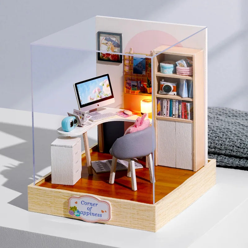 Mini Miniature Doll House DIY Small House Kit Making Room Toys Home Bedroom Decorations with Furniture Wooden Craft Dollhouses