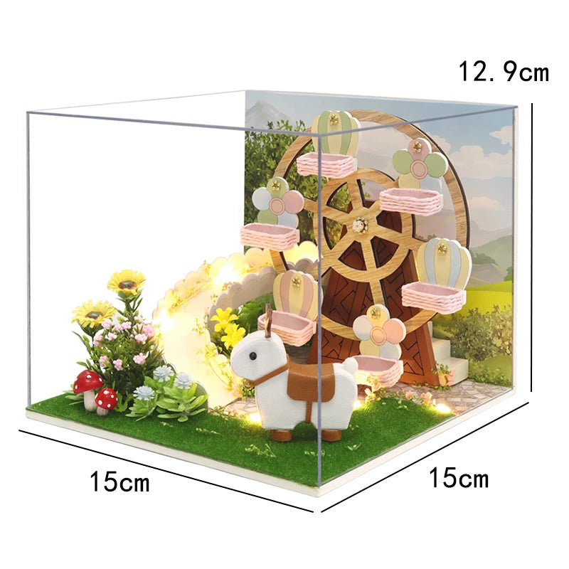 DIY Mini Wooden Dollhouse with Furniture Light Kit Doll House Casa Miniature Accessories Handmade Wooden Toys Birthday Gifts