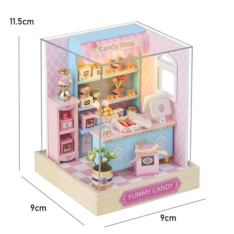 Magical Doll House Wooden Miniature DIY Assembly Building Model Kit Production of Small Room Toys Decorations with Furniture