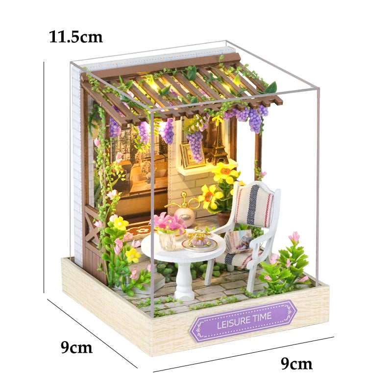 Kitten Mini Doll House 3D Puzzle Assembly Model Building Kit Creative Room Bedroom Decoration with Furniture Wooden Crafts Gifts