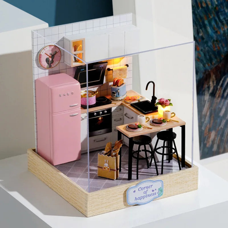 Mini Miniature Doll House DIY Small House Kit Making Room Toys Home Bedroom Decorations with Furniture Wooden Craft Dollhouses
