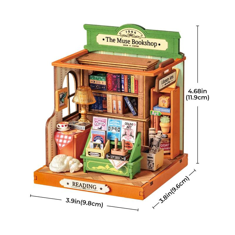 Rolife DIY Mini Building House Miniature Kit-Century Post Office Miniverse Lifestyle Mini Bookshelf Decoration Christmas 2024 Ornament