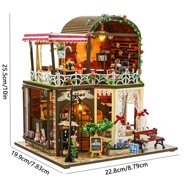 DIY Mini Wooden Dollhouse with Furniture Light Kit Doll House Casa Miniature Accessories Handmade Wooden Toys Birthday Gifts