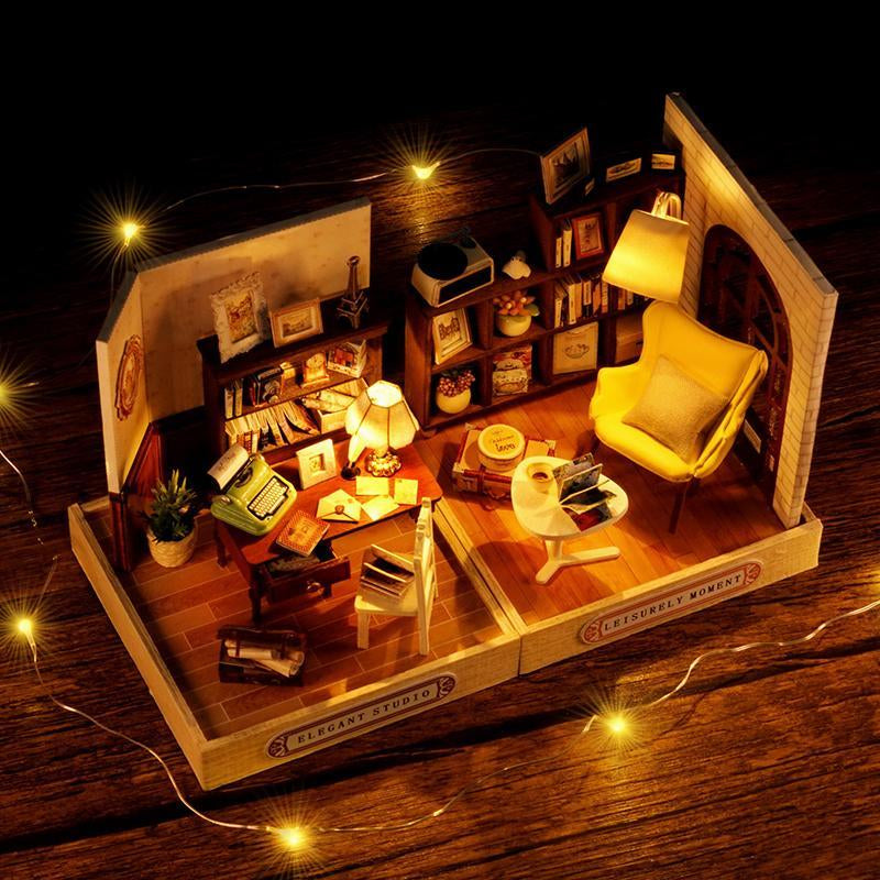 DIY Miniature House Kit, 1 Box DIY Miniature House Building Kit, Desktop Decorative Ornament for Home Office Bedroom Living Room