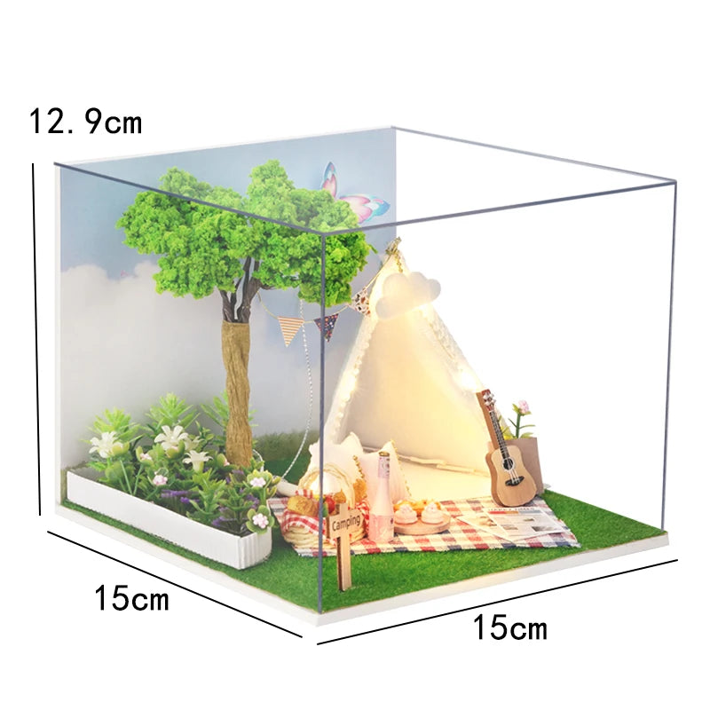 DIY Mini Wooden Dollhouse with Furniture Light Kit Doll House Casa Miniature Accessories Handmade Wooden Toys Birthday Gifts