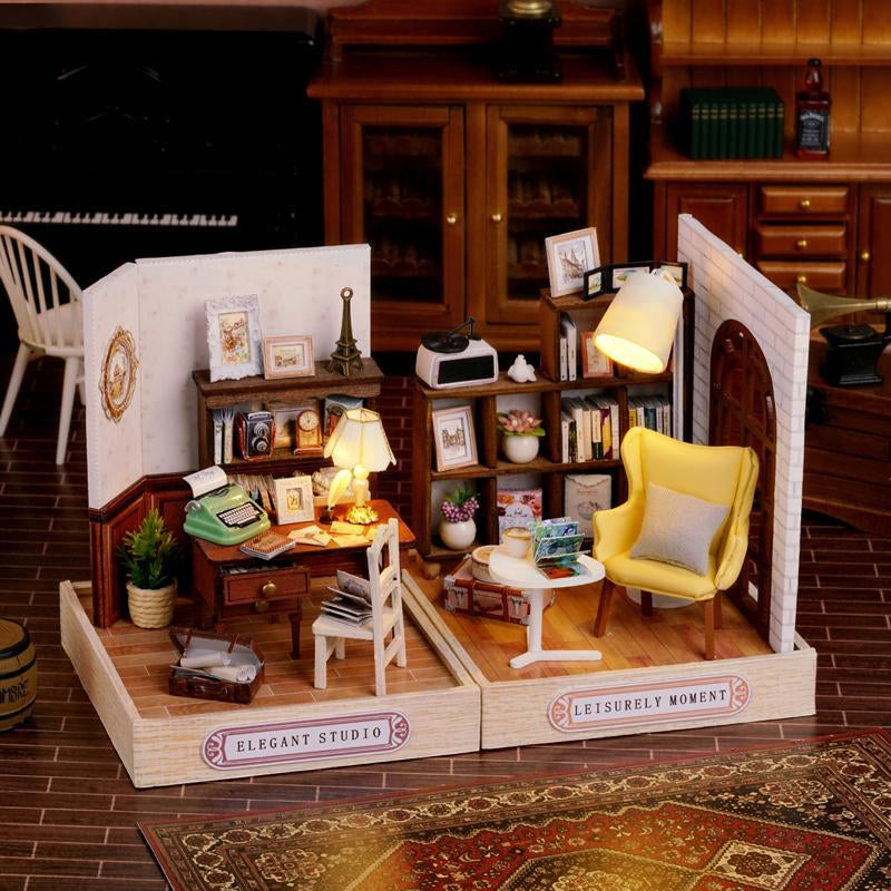 DIY Miniature House Kit, 1 Box DIY Miniature House Building Kit, Desktop Decorative Ornament for Home Office Bedroom Living Room