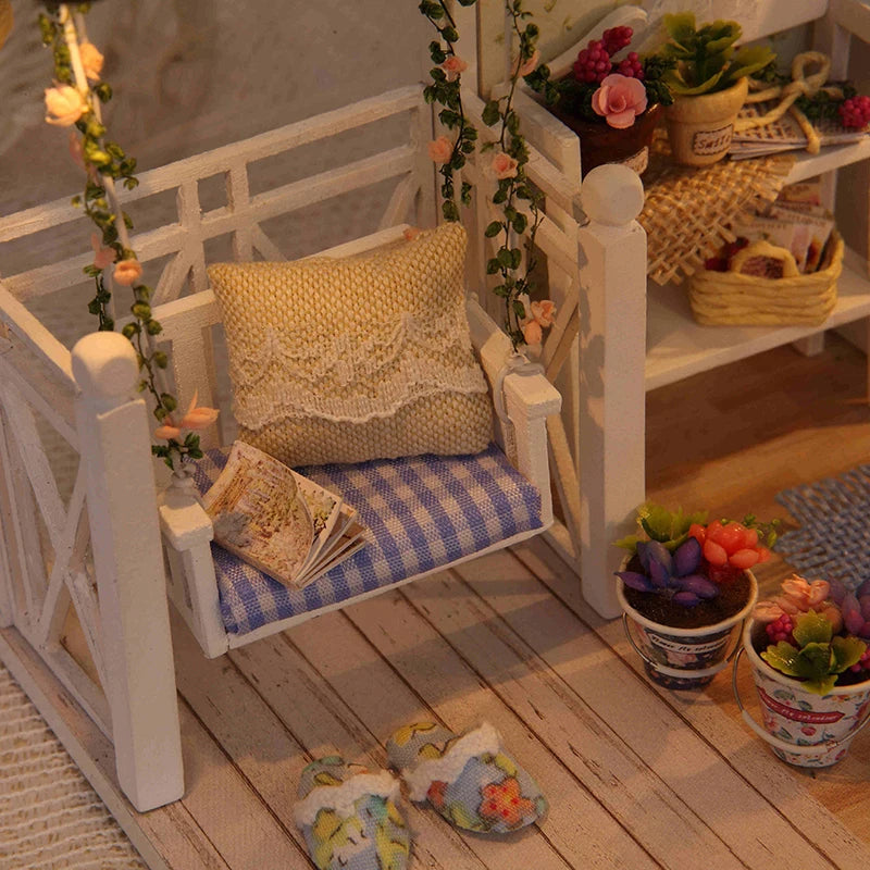 Kitten Mini Doll House 3D Puzzle Assembly Model Building Kit Creative Room Bedroom Decoration with Furniture Wooden Crafts Gifts