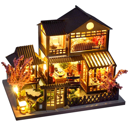 DIY Mini Wooden Dollhouse with Furniture Light Kit Doll House Casa Miniature Accessories Handmade Wooden Toys Birthday Gifts