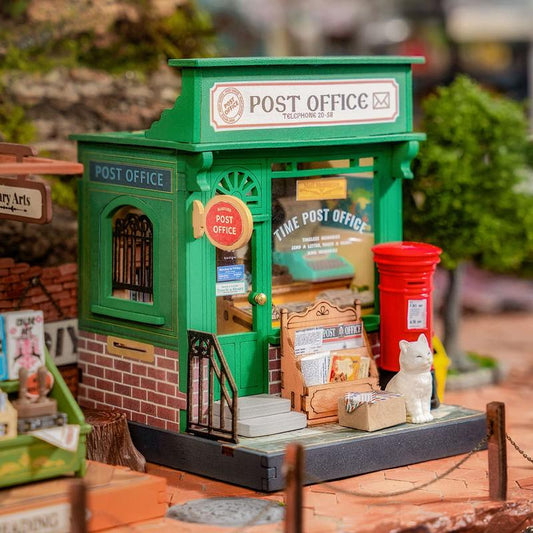 Rolife DIY Mini Building House Miniature Kit-Century Post Office Miniverse Lifestyle Mini Bookshelf Decoration Christmas 2024 Ornament
